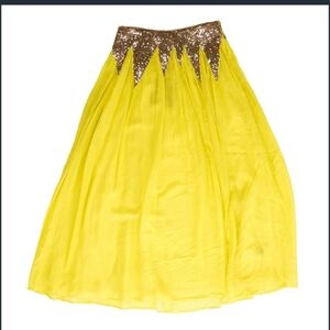 NWT Cynthia Rowley Yellow Silk Maxi Skirt sz 4